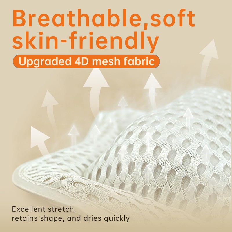 Bath Pillow for Tub,48 Non-Slip Suction Cups,Soft 4D Breathable Air