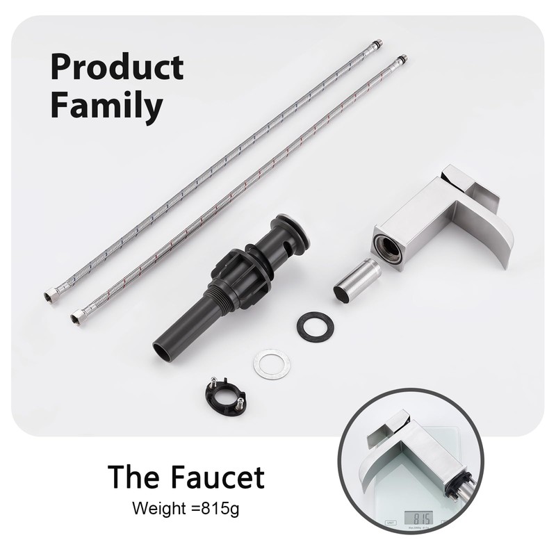 Faustina Wide Open Spout Waterfall Bathroom Faucet Single Handle,Single Hole