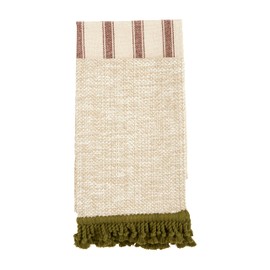 Mud Pie Fringe Towel Set, Green, 14" x 21"
