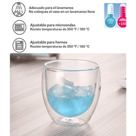 Mebix TRD Juego de 4 tazas para Café Espresso de 80ml | Vasos de Vidrio Doble Pared Transparente Con Aislamiento Térmico Ideal para Bebidas Frías y Calientes (4 Piezas)