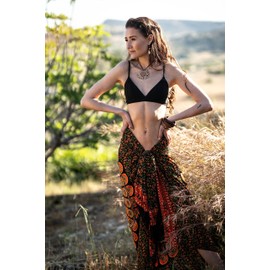 NELUHA Women's Sarong Scarf with Sarong Holder Pareo Wrap Towel Dress Wrap Skirt Women's Beach Towel XXL Cloth Men Pareo Women's Beach Towel Women's Mandala Orange, mandala orange