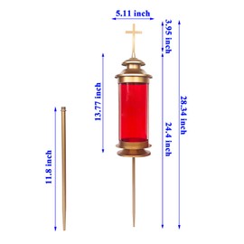 Metal Crosses Outdoor Lights for Grave Cemetery Decorations for Grave Cemetery Lights Memorial Candle Lamp Holder with 11.8 Inches Garden Stakes