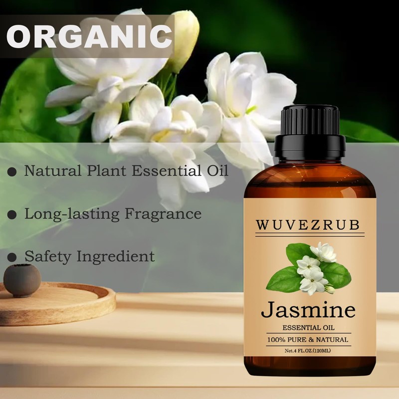 Wuvezrub Jasmine Essential Oil -, Pure & Natural, 120ML /