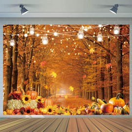 Fall Photography Backdrop Autumn Forest Maple Leaves Photo Background Farm Harvest Event Thanksgiving Party Decorations Photo Booth Props 7x5FT