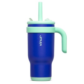 VINUR Kids Tumbler with Lid and Straw-17 oz Stainless Steel Double Wall Vacuum Insulated Tumbler, Travel Water Cup for Boy (Navy)