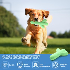 Plliocse Green Dog Chew Toy, Cactus-Shaped Chew Toy for Dogs, Pet Teething Toys Training Toy for Small Medium Large Dogs Puppy (Green, Medium)