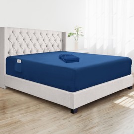 Elegant Comfort Super Soft Bulk 2-Pack Extra Deep Pocket 1500 Premium Hotel Quality Microfiber Fitted Sheet for High Mattress up to 21" inch with Double Sided Smart Pockets, Twin XL, Navy