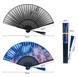 Pack of 2 Hand Fans, Foldable Fans, Small Fabric Hand Fans for Cooling in Summer, Chinese Fans, Folding Fans for Wedding, Preferential Performance, Dance Decoration