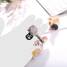 Freedale Key-ring Keychain,Cute Metal Small Dog Puppy Keychain Keyring Keyfob Car Bag Charm Dog Tag Chains Birthday Dog Lover Gift (Yellow Corgi)