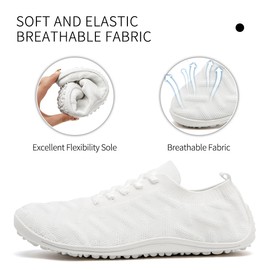 XKOWUO Womens Barefoot Shoes Walking Runing Slip On Shoes Zero Drop Footwear Yoga Gym Sneakers Lightweight Breathable Minimalist Trainers White US Size 8.5