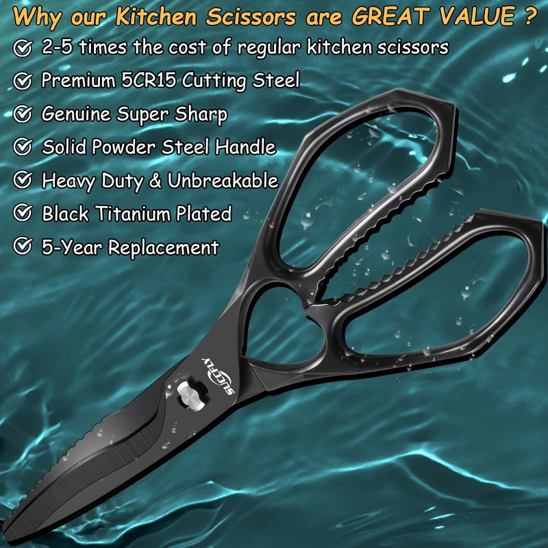 SUCCFLY Kitchen Scissors for Food，Premium Kitchen Shears Heavy Duty，8.8″Ultra Sharp