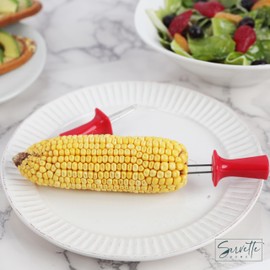 Stainless Steel Corn Holders, 4 Pack, Double Fork Design, Colorful