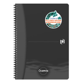 Oxford 1 x A4 Ruled Spiral Notebook - Oceanis Recycled Plastic from the Sea - 180 Pages - Black