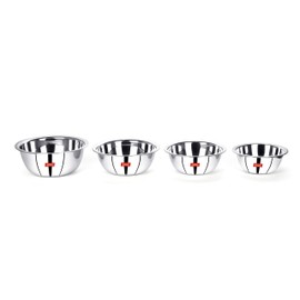 Sumeet Stainless Steel Mirror Finish Store and Serve Mixing Bowl 4Pc Set (850Ml, 1.2Ltr, 1.5Ltr, 2Ltr)
