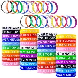 IDREAMBAND 60 pcs Silicone Bracelets Wristbands Colored Motivational Bracelets Rubber Wristbands Inspirational Bracelets for Men Women Teen 20 Styles
