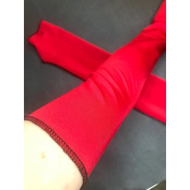 Trixy Xchange Long Red Costume Gloves Arm Warmers Covers Shiny Sleeves Spandex Wetlook Cosplay