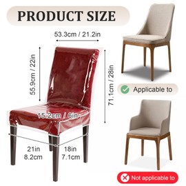 Plastic Chair Covers for Dining Chairs, 4 Pack W/21 x D/18 Inch Clear Thick Waterproof Dining Room Chair Covers Protectors Anti-Scratches Seat Covers No Dust, Dirt, Spill, Pet Hair and Claws