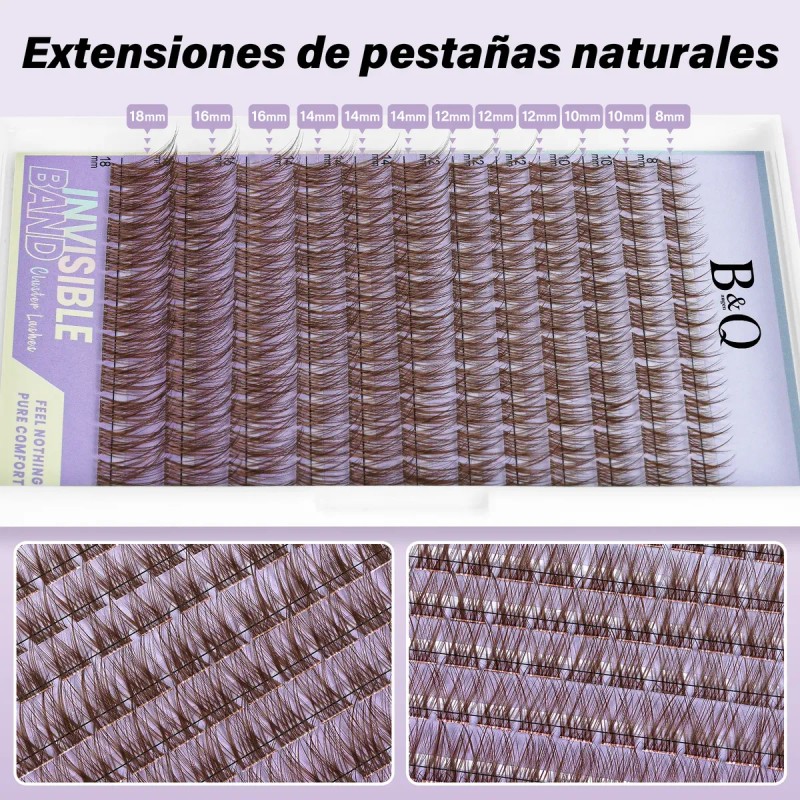 Extensiones De Pestañas Marrón Kit Raíces Invisibles Bq Lash