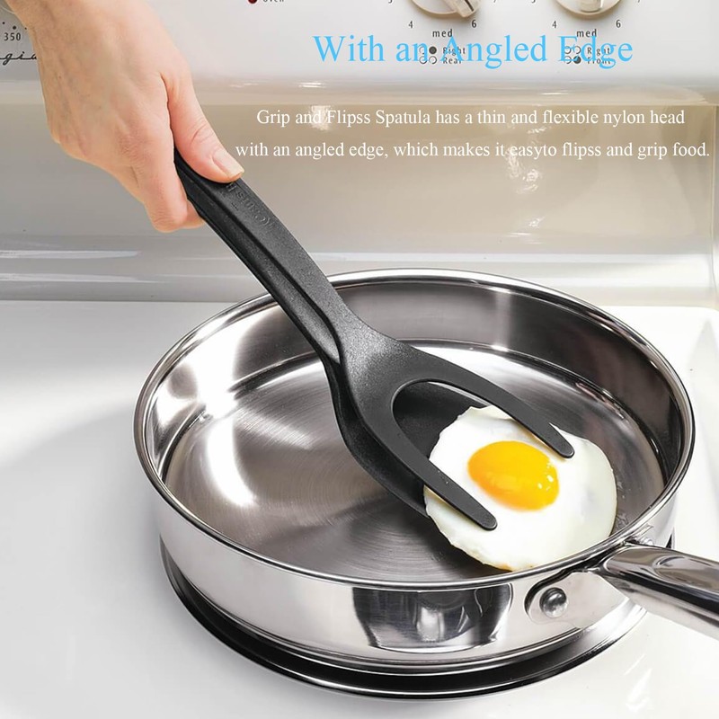 LIAMGUS Black Fried Egg Flipper, 2 in 1 Spatula, Egg