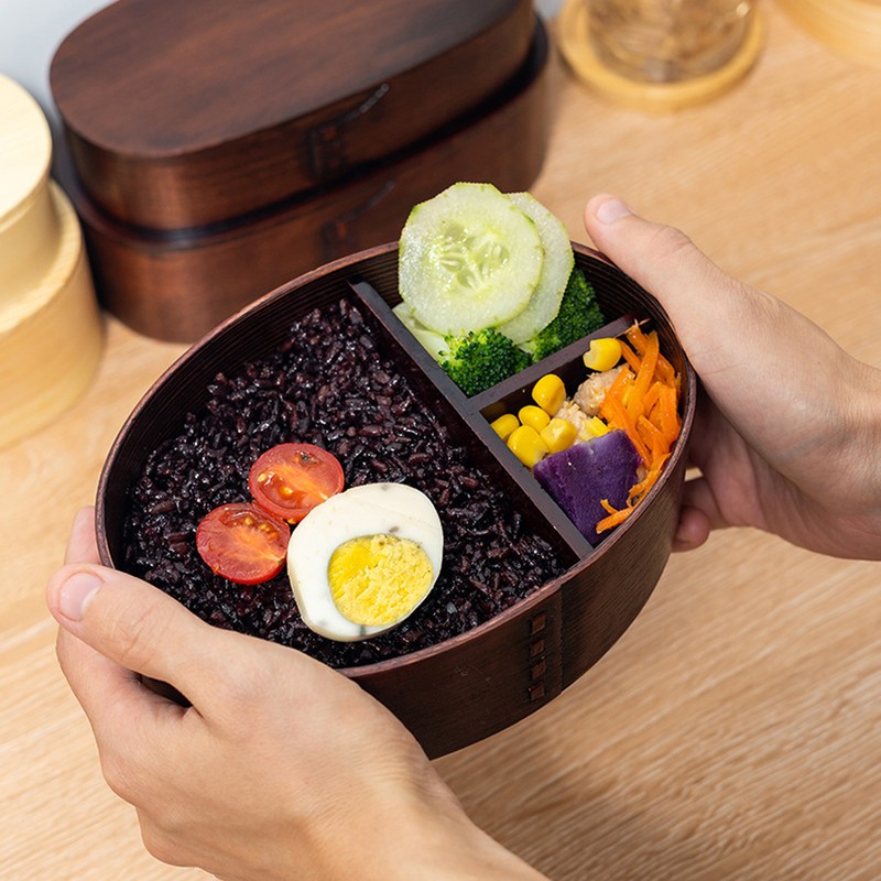 17.5x13.5cm Lunch Box Wooden Bento Box Portable Food Container for