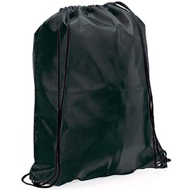 eBuyGB Unisex's Reusable Polyester Drawstring Backpack, Gym Rucksack, School Sport, PE Kit, Book Bag, Black, 34 x 42 cm