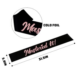 Mastered It Sash, Black Sash with Rose Gold Foil Class of 2024 Supplies, Congrats Grad Sash, Masters Graduation Gift for Her or Him, 2024 Graduation Celebrations Sashes