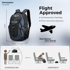 Swissdigital Design Laptop Backpack with USB Charging Port, TSA Travel Backpack Fits 15.6 inches Computer, 31L College School Backpack for Men, Haze Blue/Black | SD803