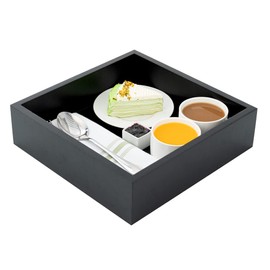 Restaurantware 11.75 x 3.25 Inch Wooden Tray 1 Durable Square Wood Box - Break-Resistant Chip-Resistant Black Bamboo Wooden Box Tray For Food Cutlery And Utensils