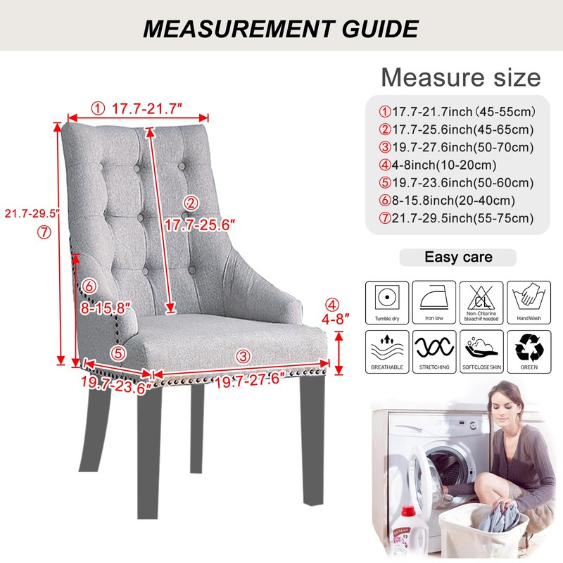 Lellen Wingback Chair Covers with Pattern - Stretch Wingback Dining