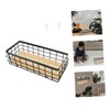 Mobestech 1Set Desktop Iron Storage Basket with Wood Board Hanging