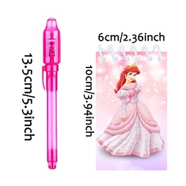 REAGAR Princess Party Gifts, 12 UV Invisible ink pen and 12 Princess Notebook, Princess Birthday Gifts for Children
