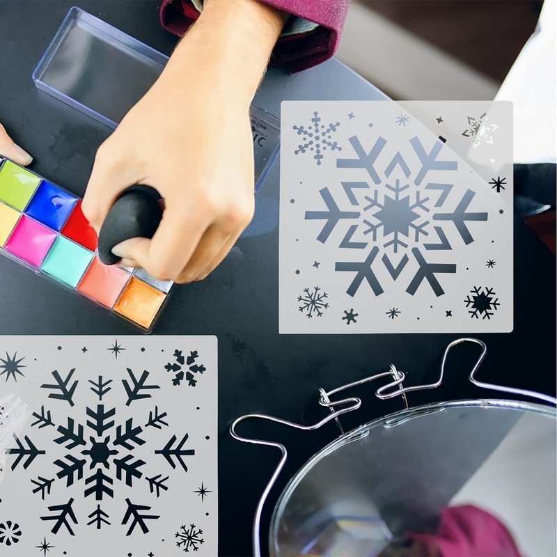 MAGICLULU 6pcs Christmas Delicate Hollow Xmas Snowflake Stencils Snowflake Stencils