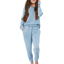 Apbondy Girls Pullover Sweatsuit Casual Sweatpants Loungewear Set Relaxed Tracksuit Workout Sets