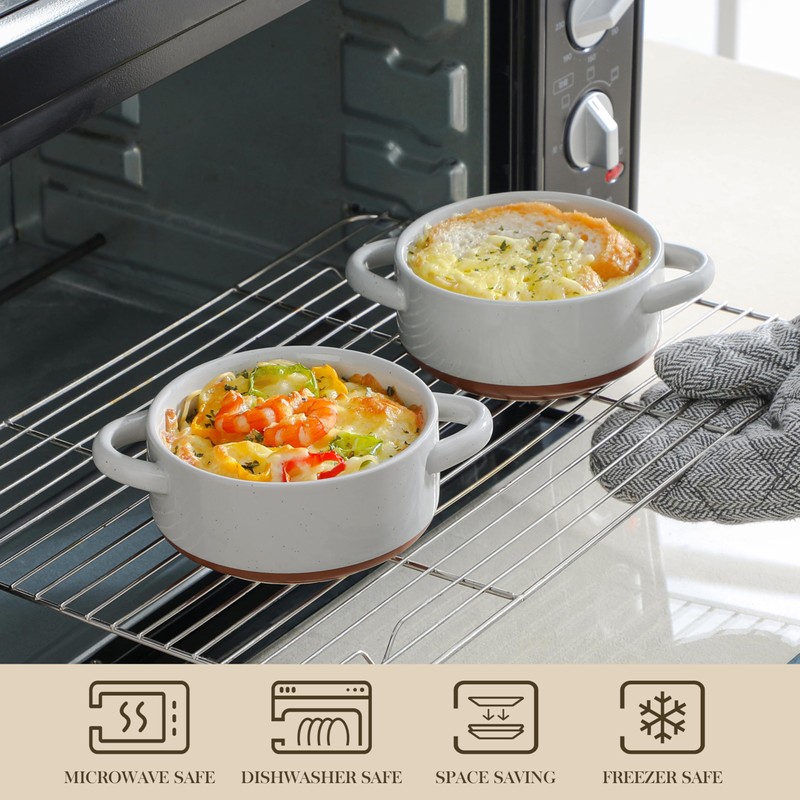 MALACASA Mini Cocotte Set - 12 OZ Ramekins with Lids