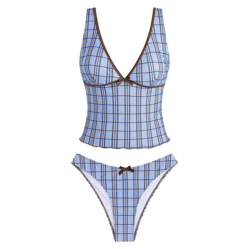 ZAFUL - Traje de baño tankini para mujer, cuello en