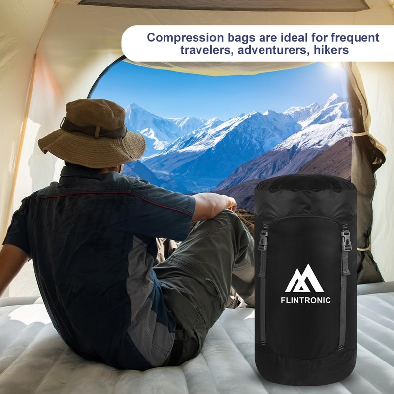 flintronic Compression Stuff Sack, 35L, Lightweight Water Resistant Compact Stuff