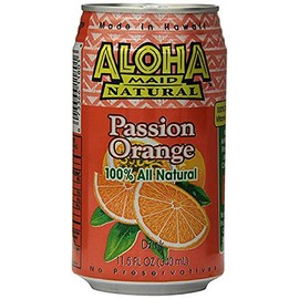 CASE OF 24 - ALOHA MAID 100% ALL NATURAL JUICE DRINK, MAKE IN HAWAII (PASSION ORANGE)