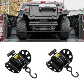 Heavy-Duty Adjustable Retractable Ratchet Straps Compatible with 2004-2024 F150, 2PCS Self Retracting Straps, No Drill Installation