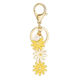 SELOVO Women Letter Keychain Cute Yellow Daisy Alphabet C Key Chain Keychain for Bag Purse