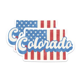 (2 Pack) Colorado State Outline Magnets - CO State Shape with USA Flag - 5" On Longest Side - Premium Magnet - Choose Your State - for Cars, Skateboards, Laptops - Made in USA - MAG1132