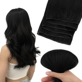 ABH AMAZINGBEAUTY HAIR Real Hair Genius Weft Extensions, Real Hair, Sew-in Weft Hair Wefts, Real Hair Wefts for Sewing, Virgin Hair, 50 g, #1 Jet Black, 40 cm