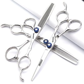 SHARONDS 440C Hair Cutting Scissors Set, Hair Scissors, Thinning Scissors, Black (6 Inches, 3 Pieces)