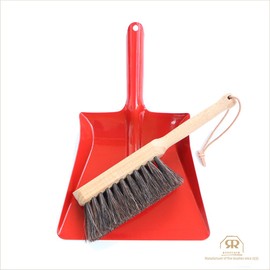 Redecker Mini Dust Pan Set, Large, Red