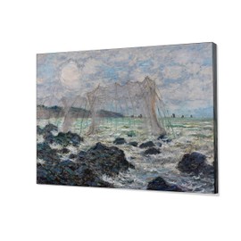 Monet Wall Art Collection Canvas Fishing nets at Pourville (2) Prints Wrapped Gallery Wall Art | Stretched and Framed Ready to Hang, 12X18