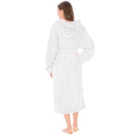 PAVILIA Women Hooded Plush Soft Robe | Fluffy Warm Fleece Sherpa Shaggy Bathrobe (L/XL, White)