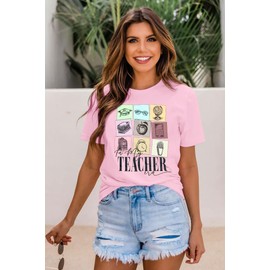 in My Teacher Era Shirt Women Teacher Shirts Teaching Life Shirts Back to School Tees Tops Light Pink