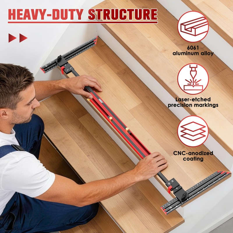 Stair Tread Template Tool, Integrated Solid Aluminum Alloy Stair Tread