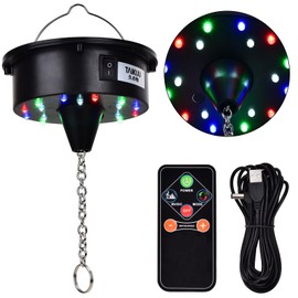 Rotating Disco Ball Motor with Light, 6-12RPM Adjustable Speed Disco Ball Spinner 18 LED Lamp Beads for Weddings Birthday Bands KTV DJ Party Decor (Long line Motor)