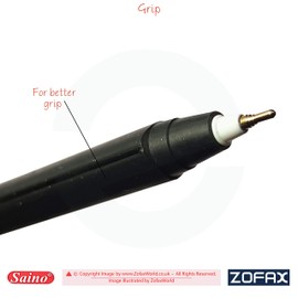 SAINO Trigrip Ballpoint Pens Triangular Grip Multi Pack Smooth Biros (10 x 0.7mm BLACK Ball Pens + 3 x ZOFAX Black Ball Pen)