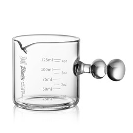 Espresso Shot Glasses with Handle, 120ml Espresso Cup with Single Spout, Clear Espresso Measuring Cup Glass for Barista Coffee Measure (Transparent)